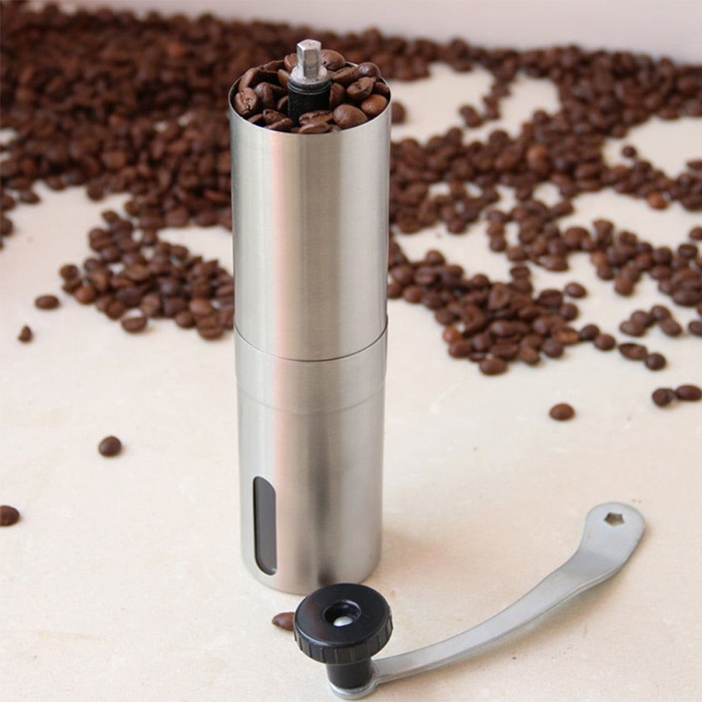 Portable Manual Coffee Bean Grinder Stainless Steel Mini Hand Mill Burr  Tool NEW